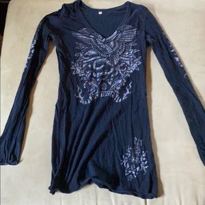 in life in love bedazzled pattered long sleeve